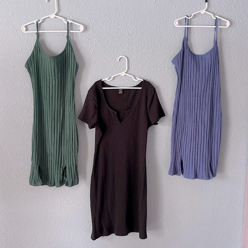 3 Shein mini dresses, size LG (8-10)